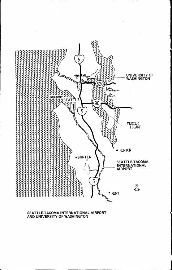 AI-described figure: A map showing the location of Seattle-Tacoma International Airport and University of Washington relative to other landmarks in the region.