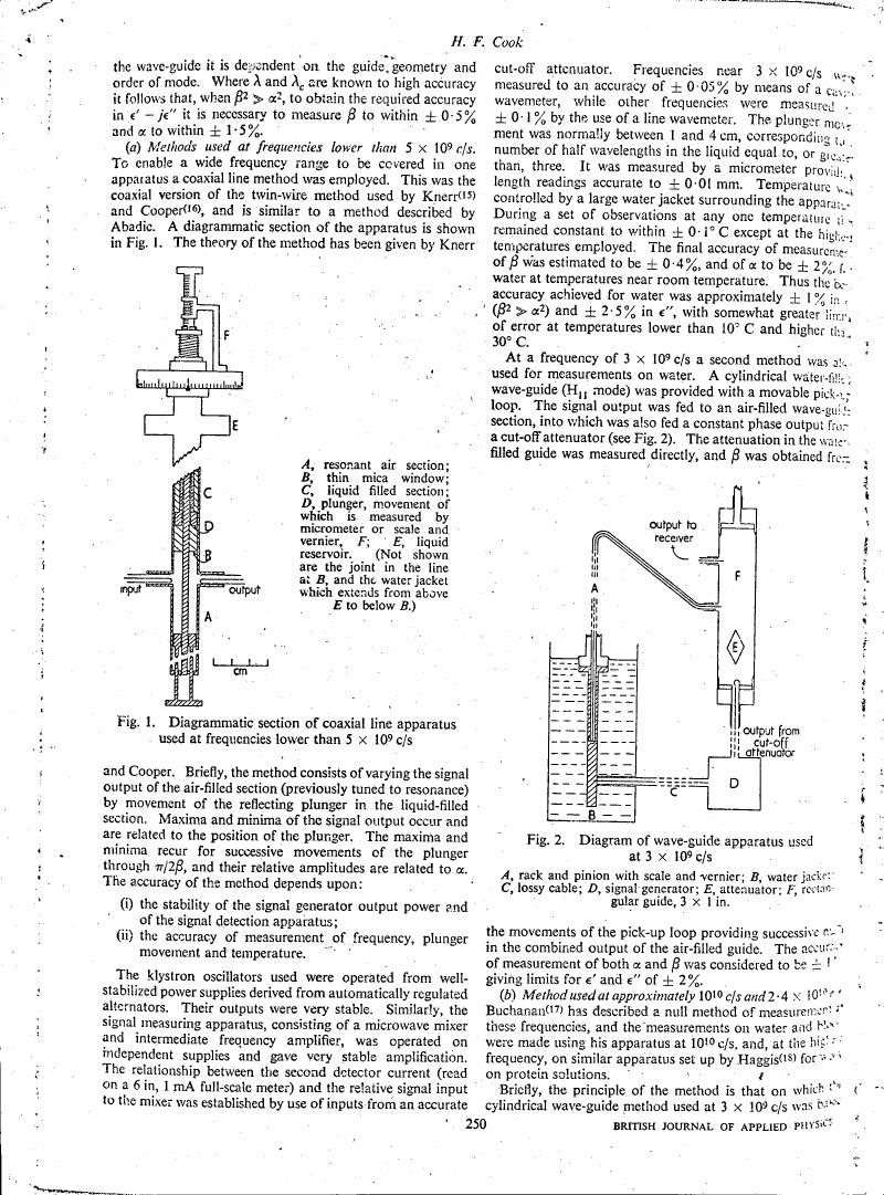 Fig. 1: Diagrammatic section of coaxial line apparatus used at frequencies lower than 5 × 10^9 c/s