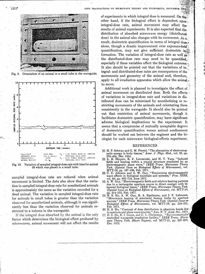 AI-described figure: Figure 10. Variation of sampled integral-dose rate with time for animal 18 which was placed in a small tube.