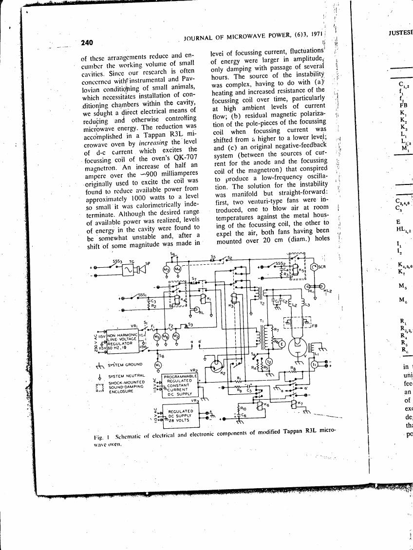 Schematic of electrical and electronic components of modified Tappan R3L microwave oven.
