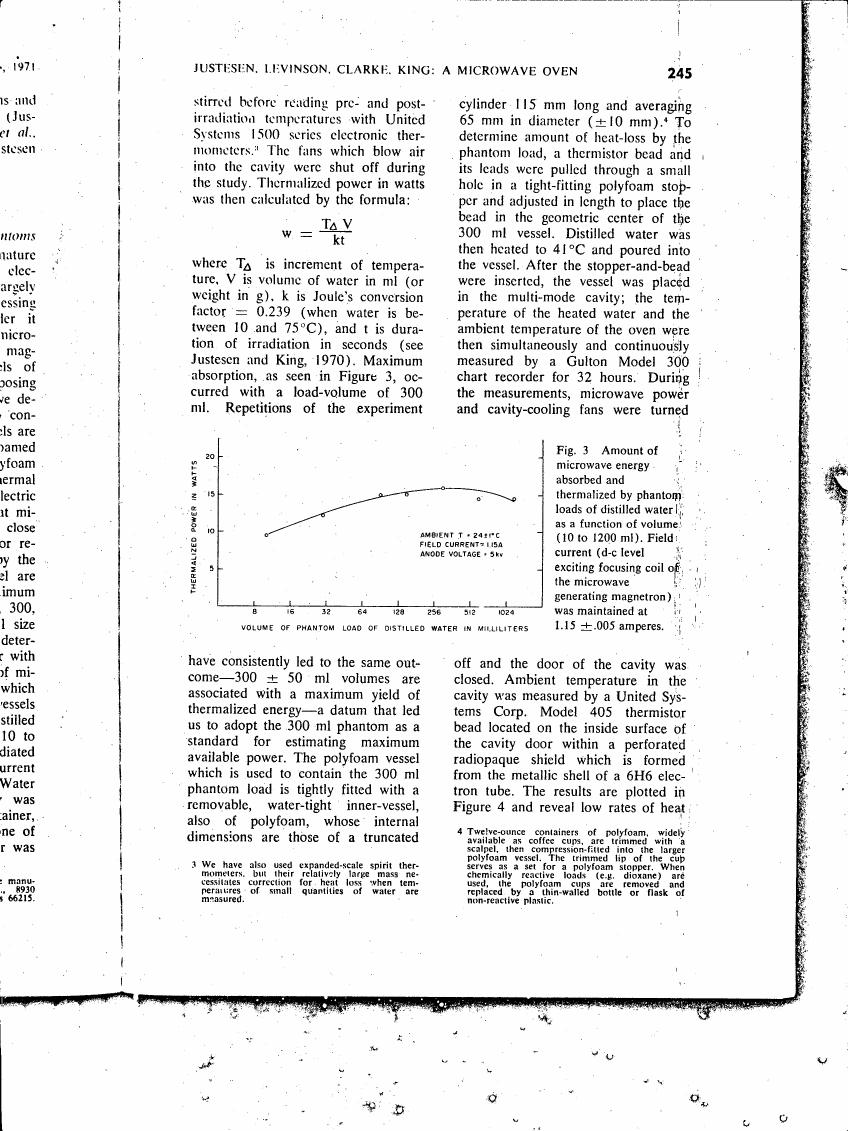 Figure 3 illustrates the amount of microwave energy absorbed and thermalized by phantom loads of distilled water as a function of volume (10 to 1200 ml).