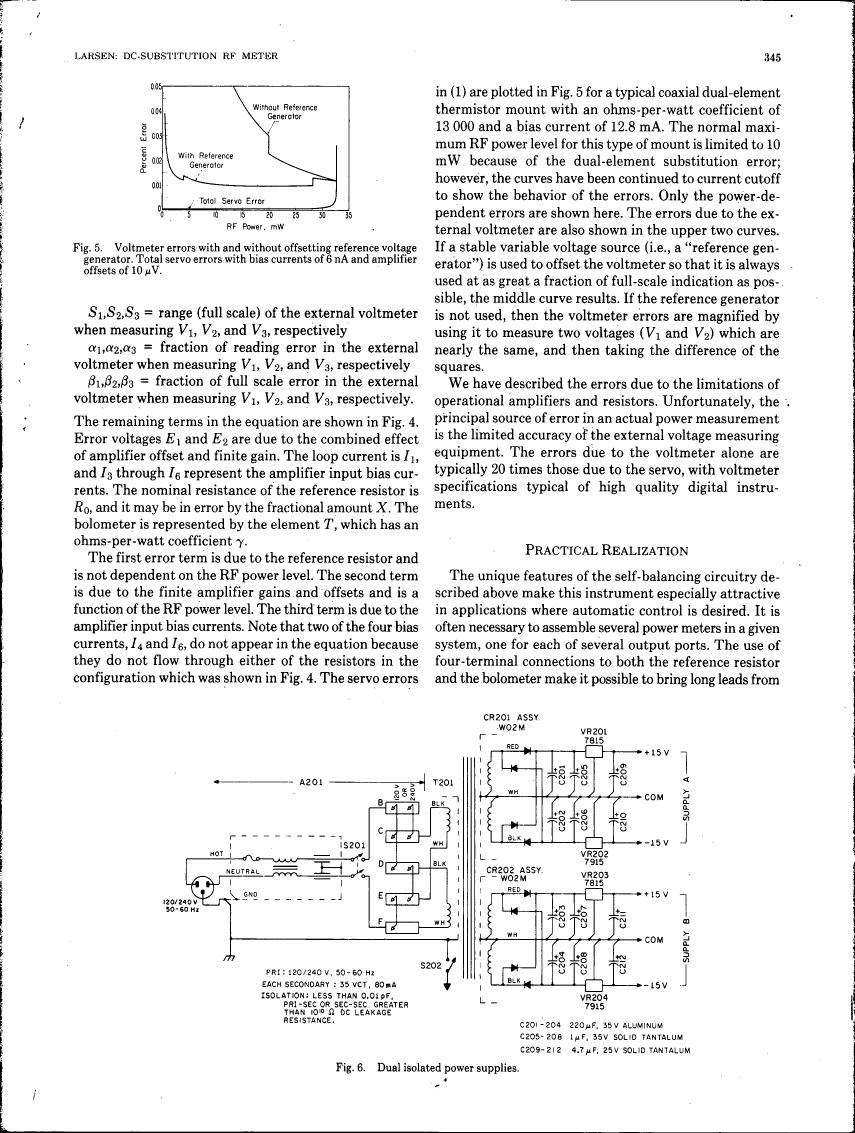 Figure 5. Voltmeter errors with and without offsetting reference voltage generator.
