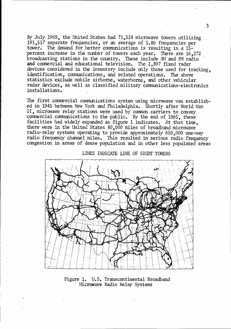 Figure 1. U.S. Transcontinental Broadband Microwave Radio Relay Systems