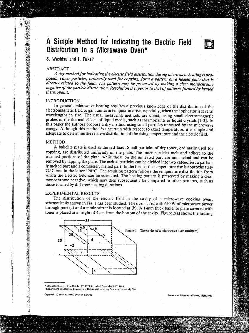 AI-described figure: Figure 1 illustrates the cavity dimensions and layout of a microwave oven in centimeters.