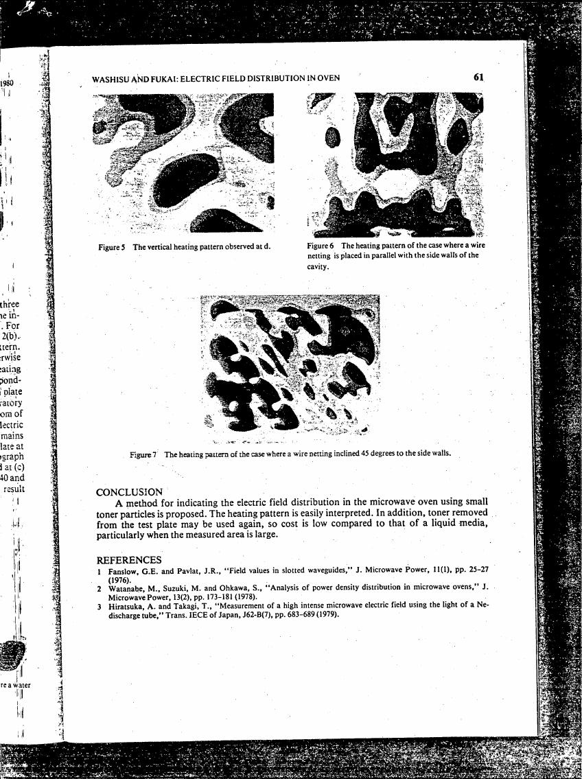 AI-described figure: The heating patterns observed in microwave ovens with different configurations (Figures 5-7).