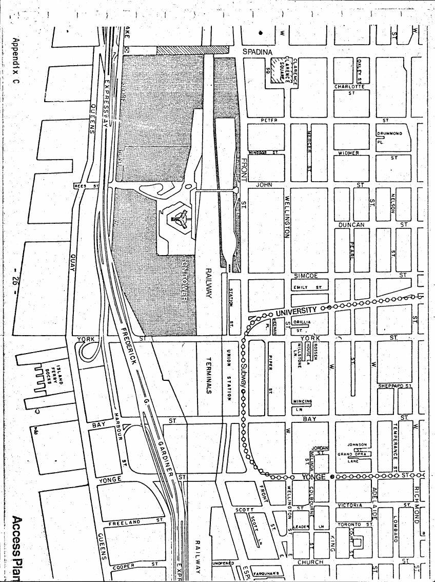 AI-described figure: A detailed urban access plan map showing streets and transportation routes in a city.