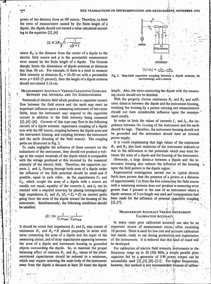 Fig. 2 illustrates near-field capacitive coupling between a dipole antenna and its surroundings.