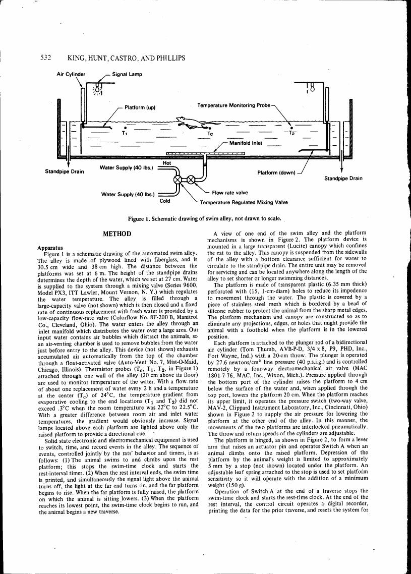 Figure 1. Schematic drawing of swim alley, not drawn to scale.