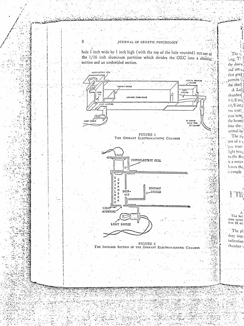 AI-described figure: Figure 1 illustrates 'The Operant Electromagnetic Chamber' and Figure 2 depicts 'The Shielded Section of The Operant Electromagnetic Chamber'.