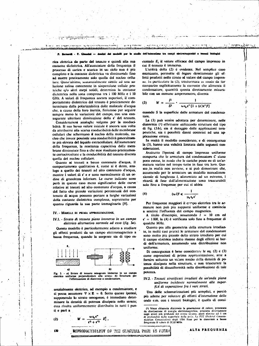 AI-described figure: Figure 1a illustrates a cross-section of tissue immersed in an electric field perpendicular to the tissue layer.