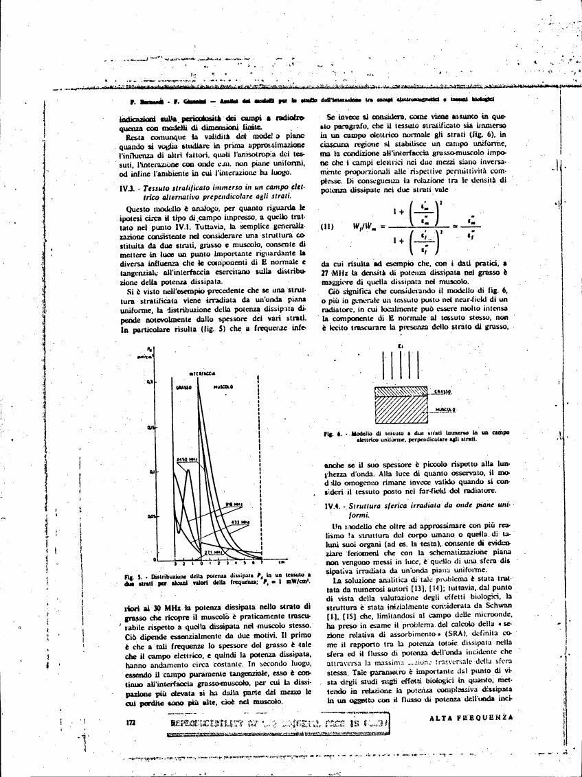 AI-described figure: Figure 5 illustrates the power dissipated in a two-layer tissue model for various frequencies.