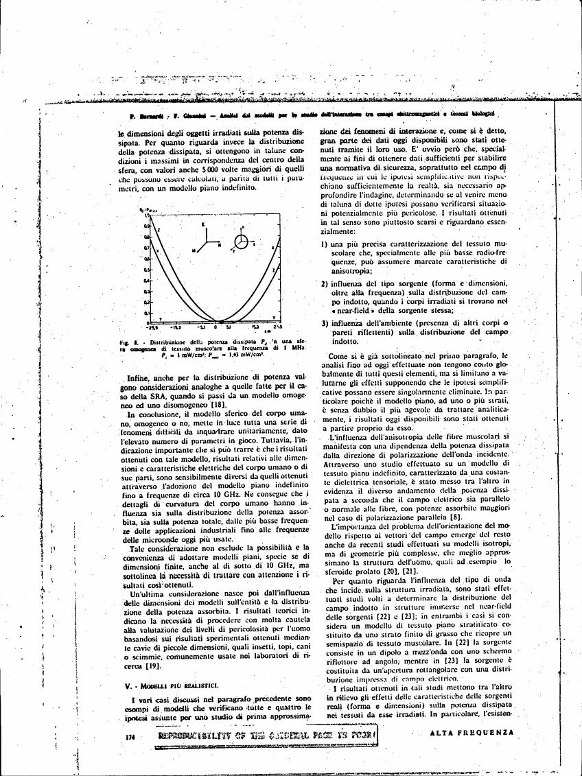 AI-described figure: Figure 8. - Distribution of power dissipated Pn in a sphere of muscle tissue at a frequency of 1 MHz.
