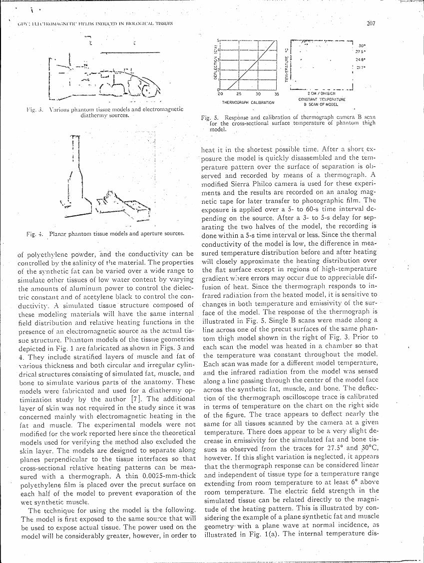 AI-described figure: Fig. 5: Response and calibration of thermograph camera B scan for the cross-sectional surface temperature of phantom thigh model.
