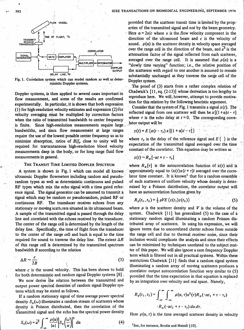 Fig. 1. Correlation system which can model random as well as deterministic Doppler systems.