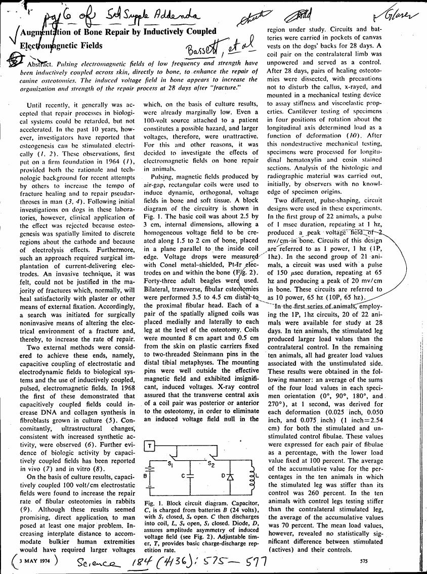 AI-described figure: A block circuit diagram illustrating the setup for inducing electromagnetic fields in bone and soft tissue using rectangular coils.