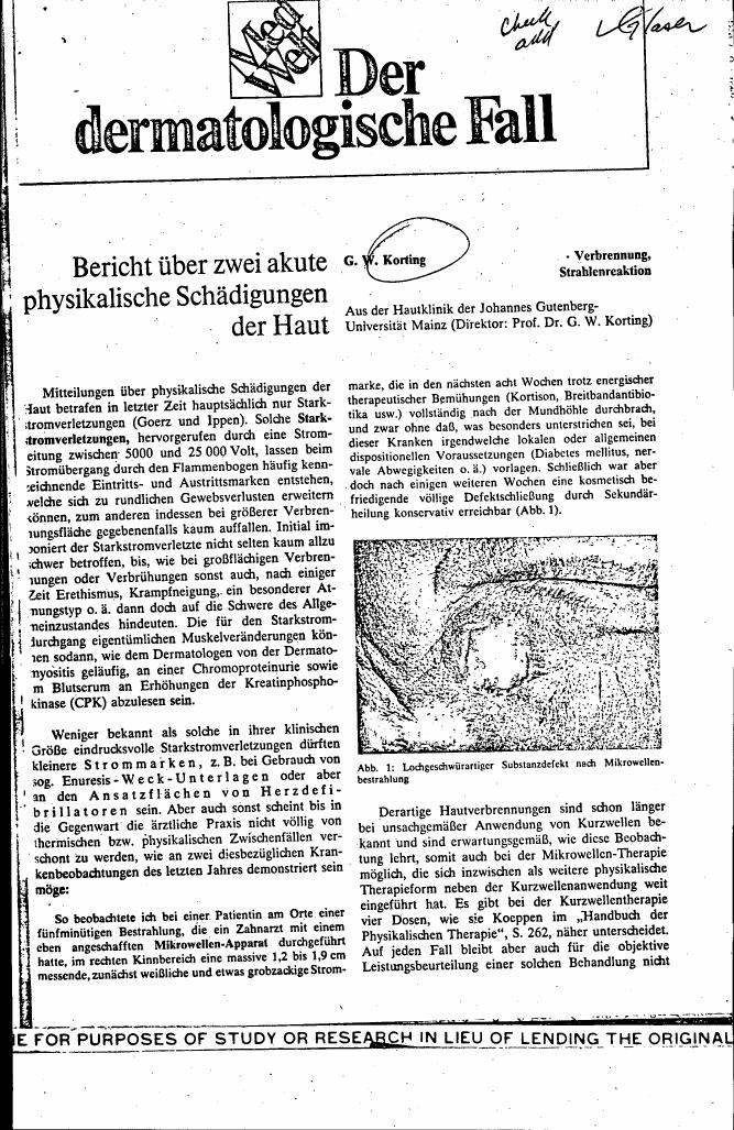 AI-described figure: Lochgeschwürartiger Substanzdefekt nach Mikrowellenbestrahlung (Figure 1)