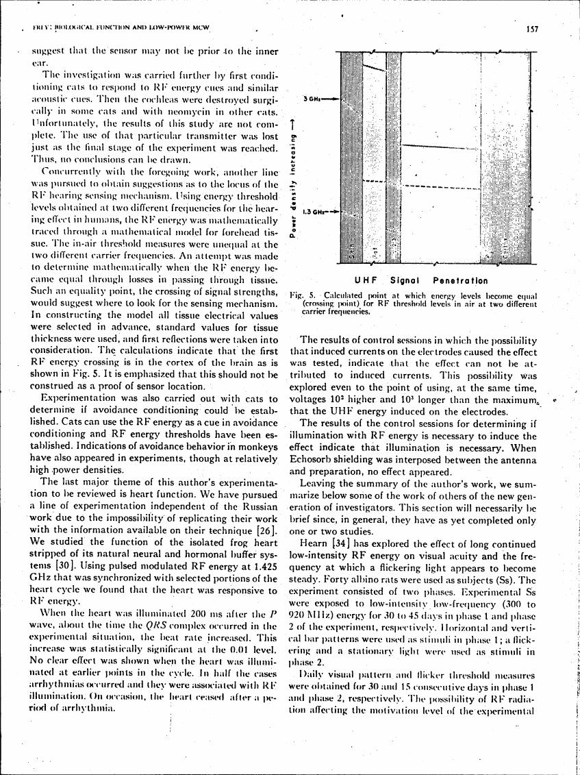 Figure 5 illustrates the calculated point at which energy levels become equal (crossing point) for RF threshold levels in air at two different carrier frequencies.