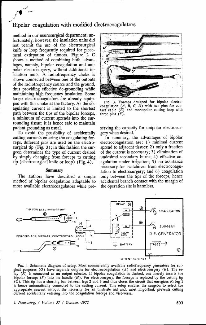 AI-described figure: Figure 4: Schematic diagram of setup for bipolar electrocoagulation and electrosurgery using forceps.