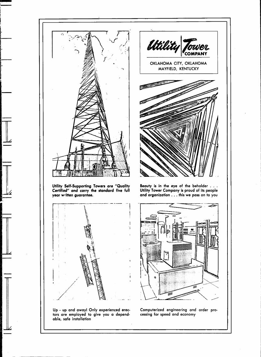 The diagram illustrates various aspects of Utility Tower Company's services and products, including self-supporting towers, quality certification, experienced erection, and computerized engineering.