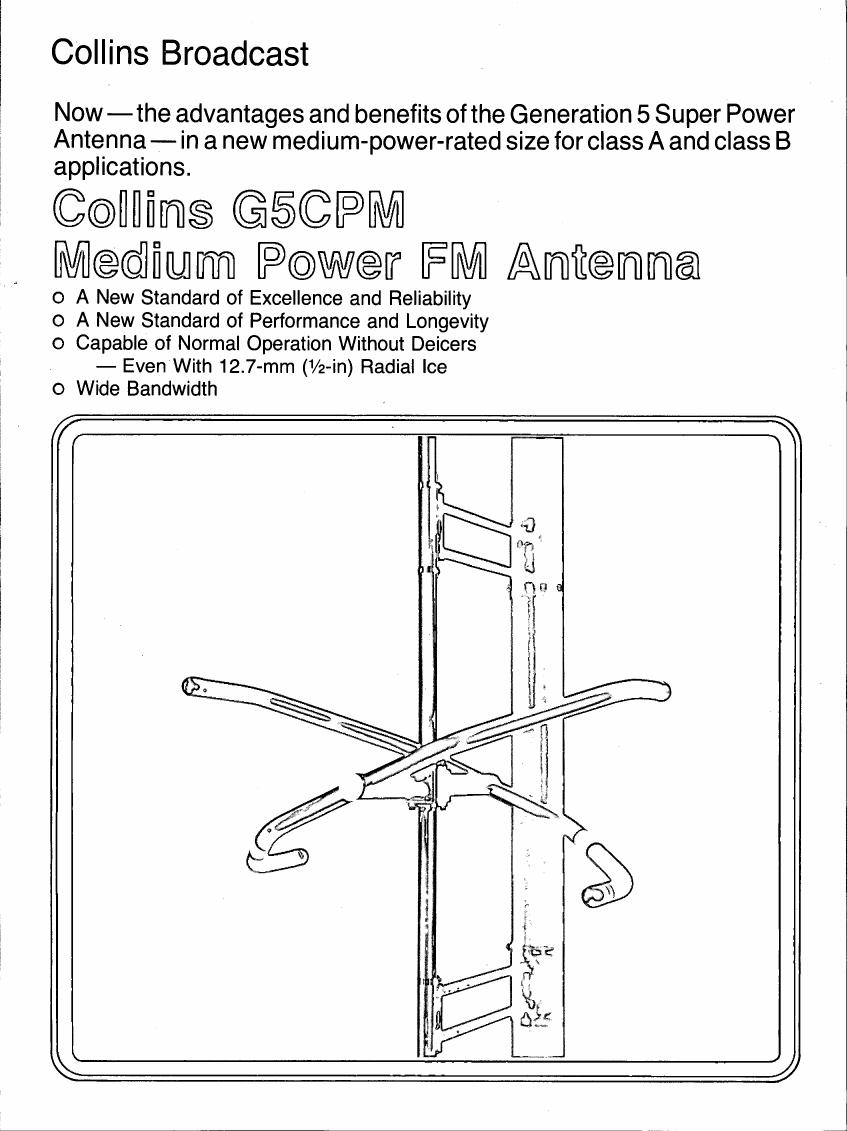 AI-described figure: A line drawing illustrating a medium power FM antenna with multiple arms extending from a central structure.