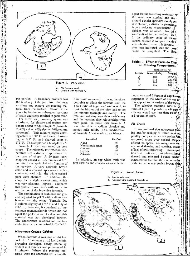AI-described figure: Figure 1 displays pork chops with and without a browning formula applied.