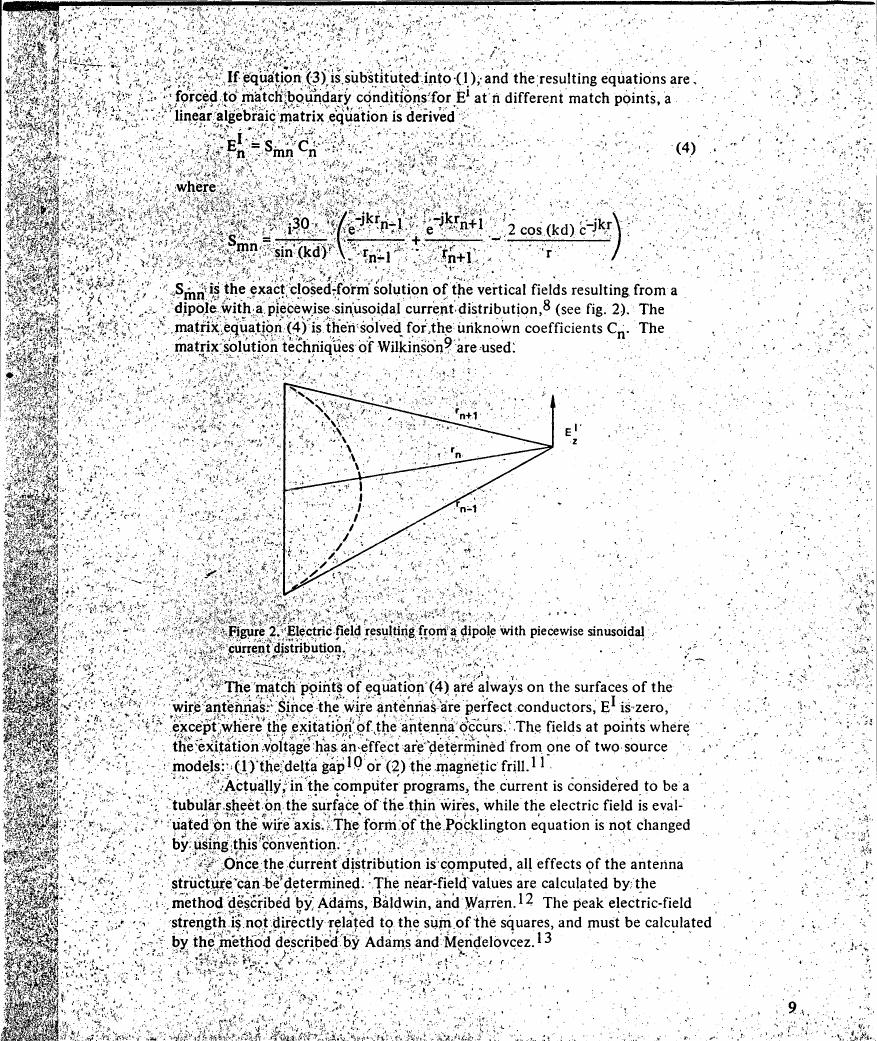 Figure 2. Electric field resulting from a dipole with piecewise sinusoidal current distribution.