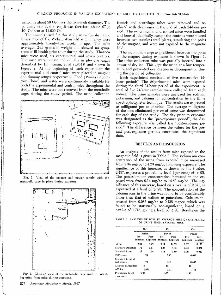 Fig. 1: View of the magnet and power supply with the metabolic cage in place during exposure.
