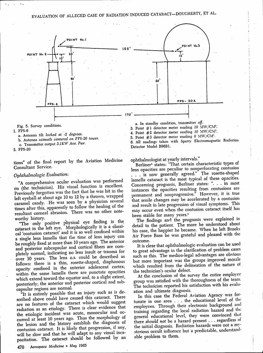 AI-described figure: Figure 5. Survey conditions showing measurements and positions related to FPS-6 and FPS-20A.