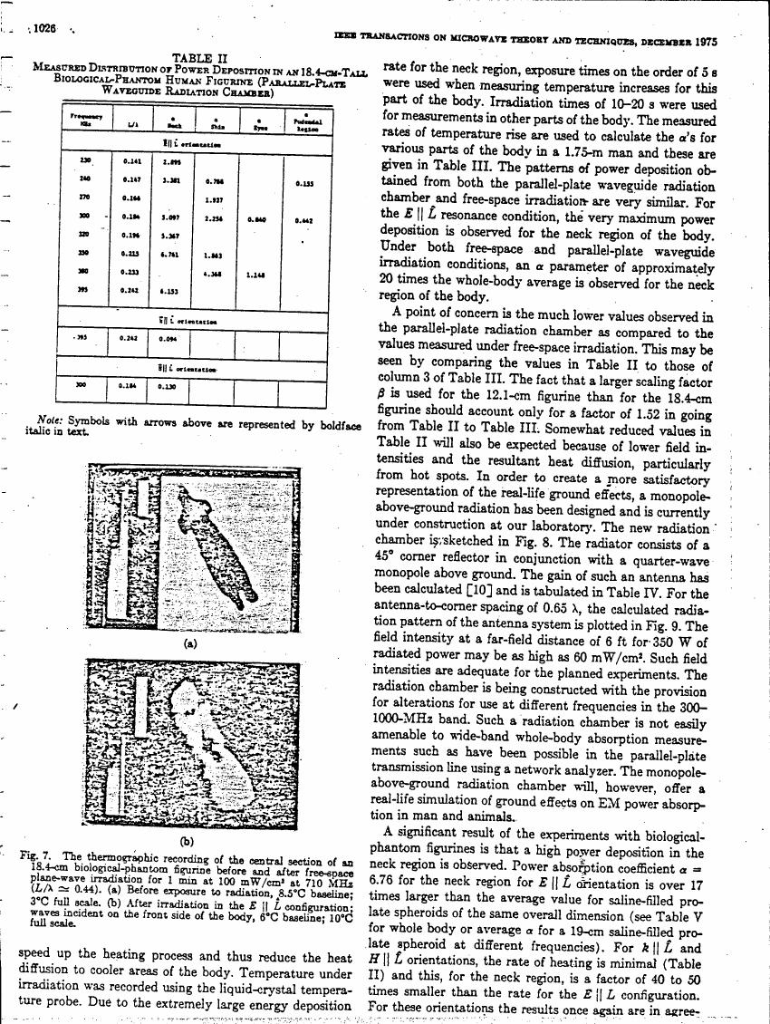 Figure 7 displays thermographic recordings comparing a biological-phantom figurine before and after exposure to plane-wave radiation.
