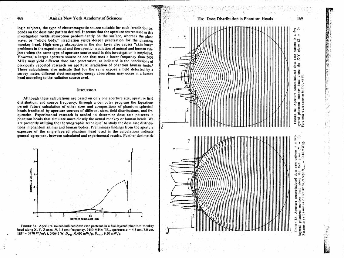 Figure 8a: Aperture source-induced dose rate patterns in a five-layered phantom monkey head along X, Y, Z axes.