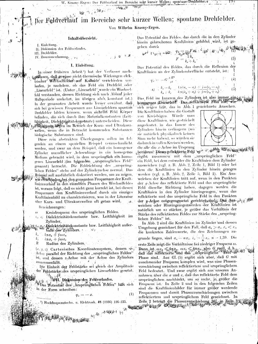 AI-described figure: A diagram illustrating the reflection and refraction of electric field lines within a cylindrical medium.