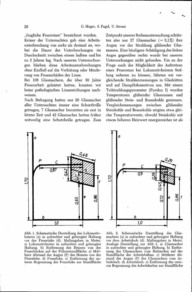 AI-described figure: Schematic representation of glassmakers' working positions and distances from heat sources in a glassworks setting.