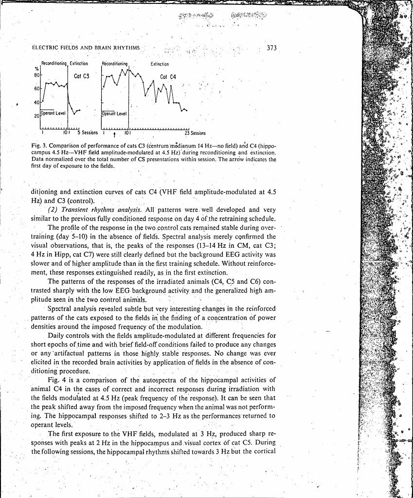 AI-described figure: Comparison of performance of cats C3 and C4 during reconditioning and extinction.
