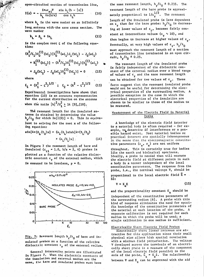 Figure 7: Resonant length h_r/λ_0 of bare and insulated probes as a function of the relative dielectric constant ε_r of the external medium.