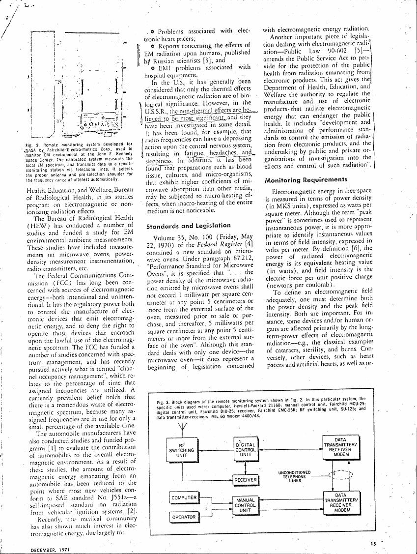 AI-described figure: Block diagram of a remote monitoring system used for electromagnetic field measurements.