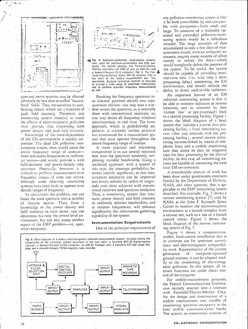 AI-described figure: Figure 4 illustrates a computer-controlled fixed-station installation used for spectrum surveillance and electromagnetic compatibility (EMC) purposes.