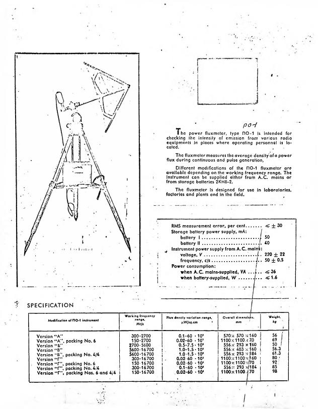 AI-described figure: A diagram illustrating a fluxmeter with specifications and modifications listed.