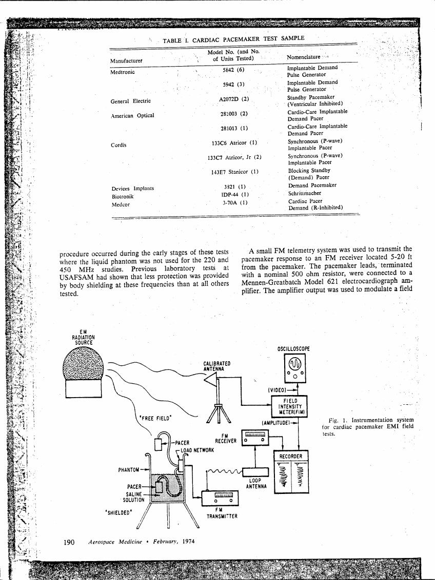 Figure 1. Instrumentation system for cardiac pacemaker EMI field tests.