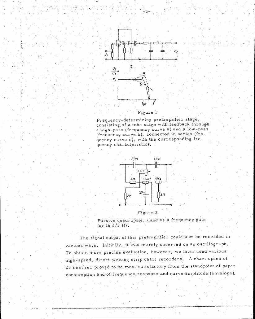 Figure 1: Frequency-determining preamplifier stage consisting of a tube stage with feedback through high-pass and low-pass filters connected in series.