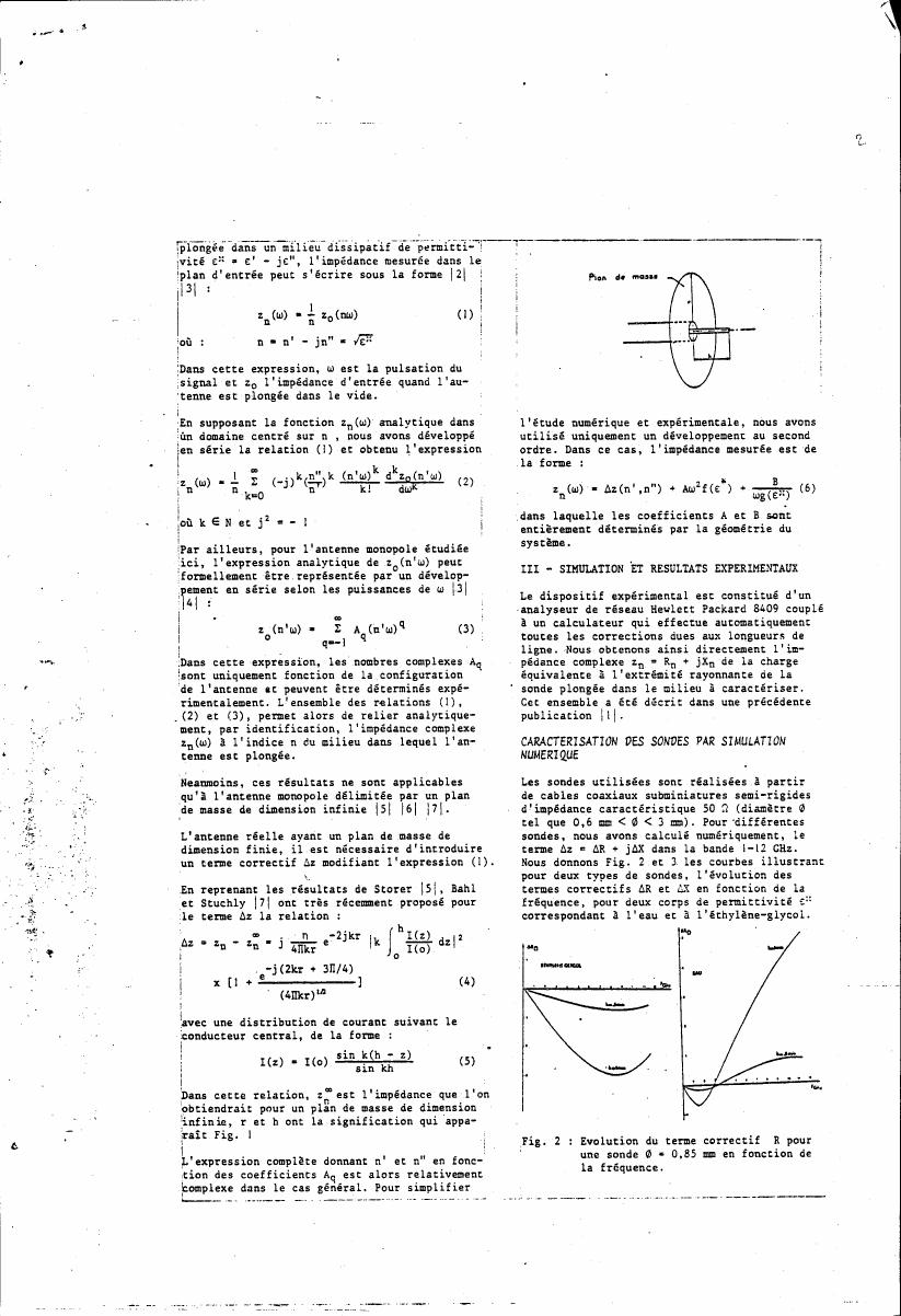 Figure 2: Evolution du terme correctif R pour une sonde θ = 0.85 mm en fonction de la fréquence.