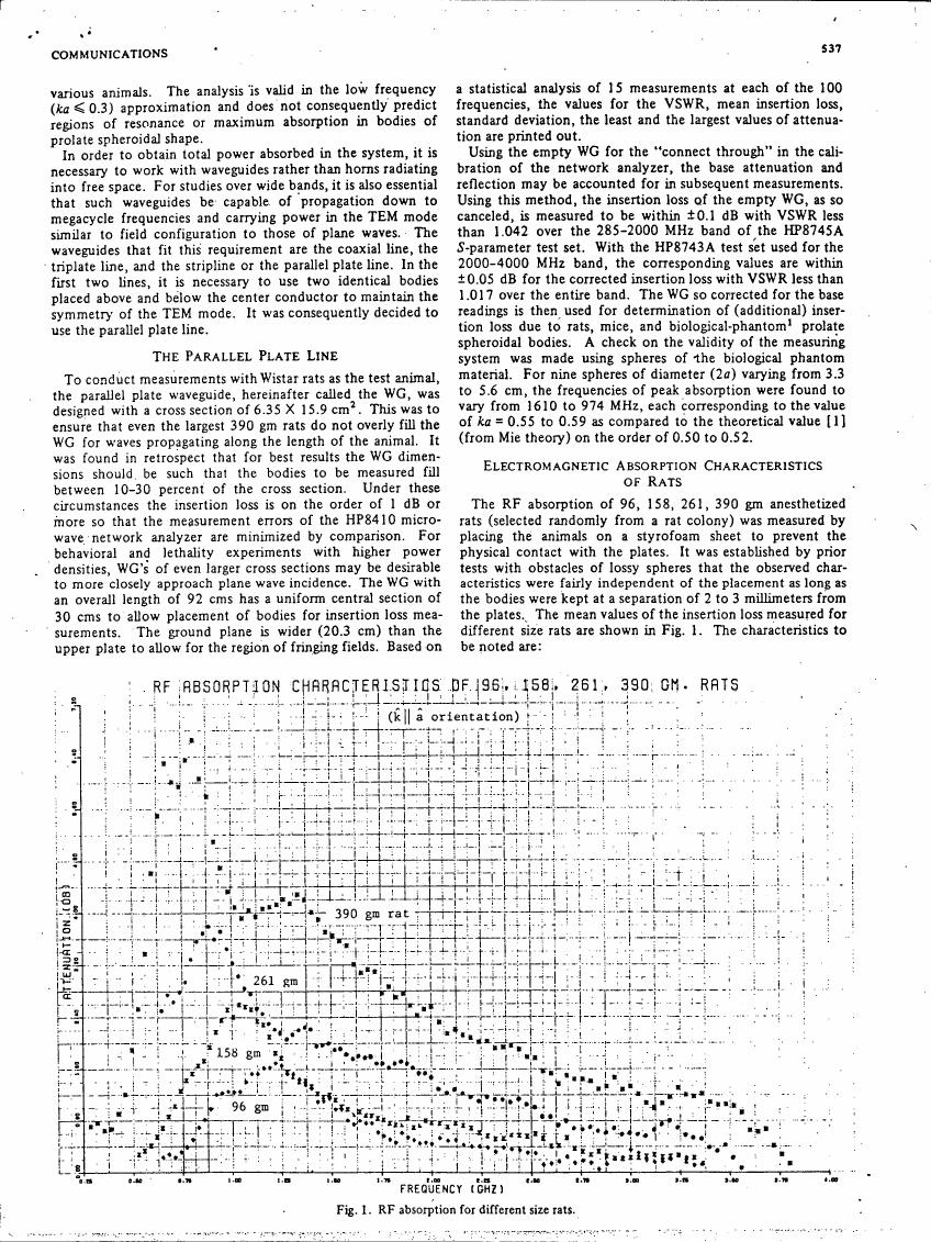 Figure 1. RF absorption for different size rats.
