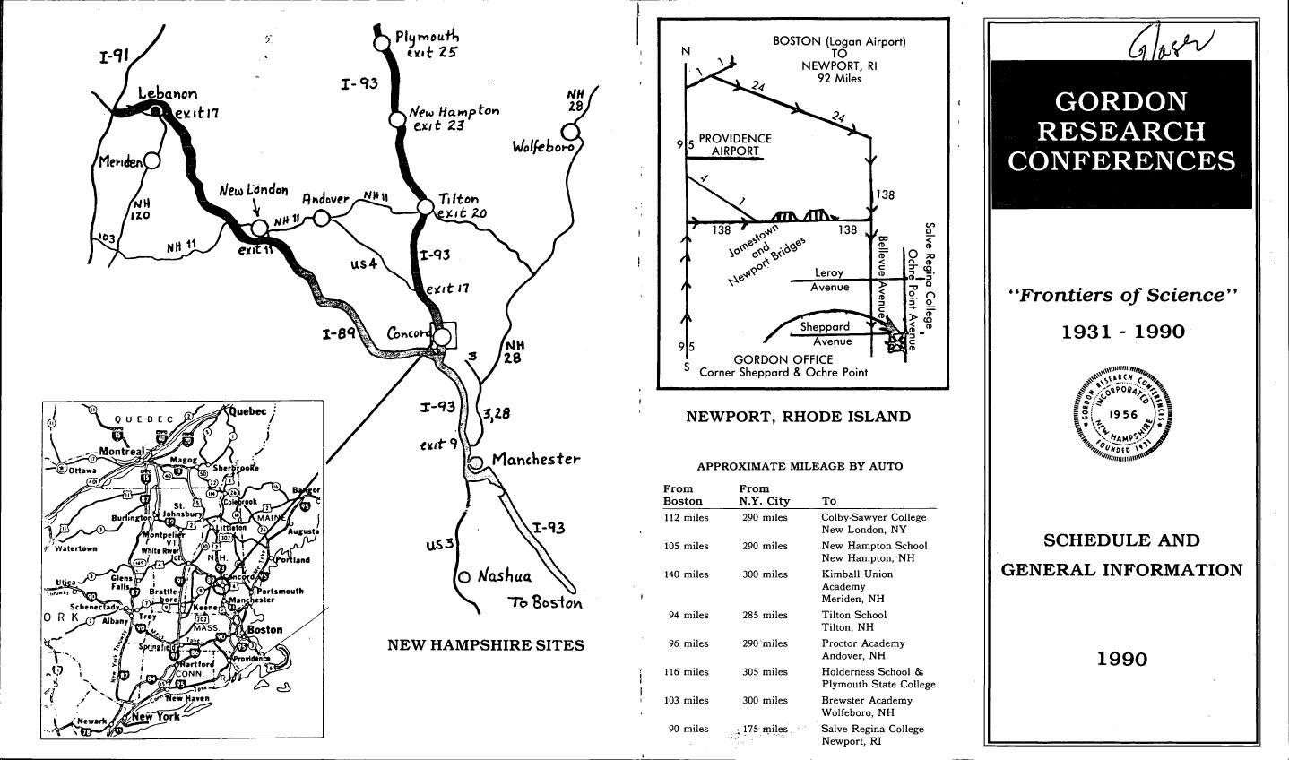 AI-described figure: A map and diagram showing travel routes from Boston to Newport, Rhode Island, including approximate mileage by auto.