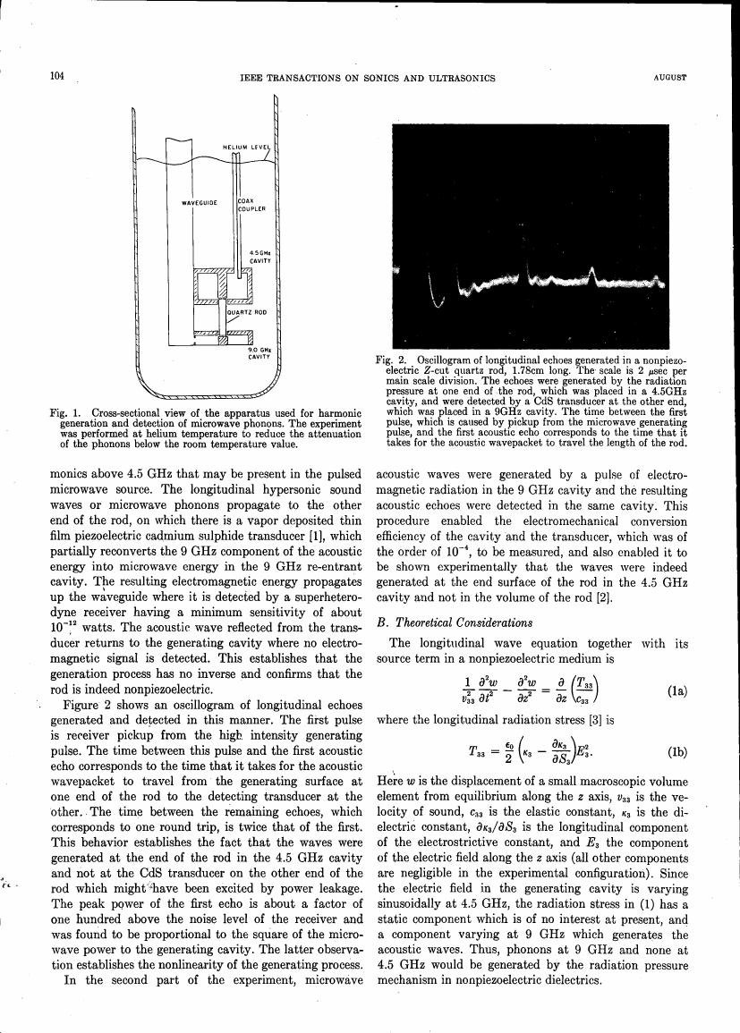 Fig. 1: Cross-sectional view of the apparatus used for harmonic generation and detection of microwave phonons.