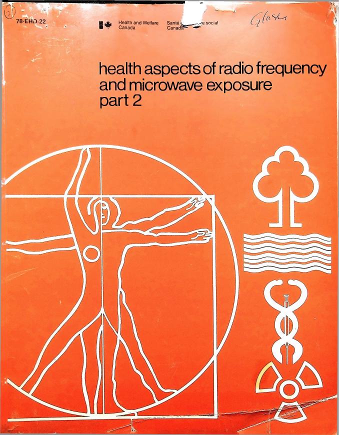 AI-described figure: A diagram illustrating a human figure with radiating lines and symbols related to health aspects of radio frequency and microwave exposure.