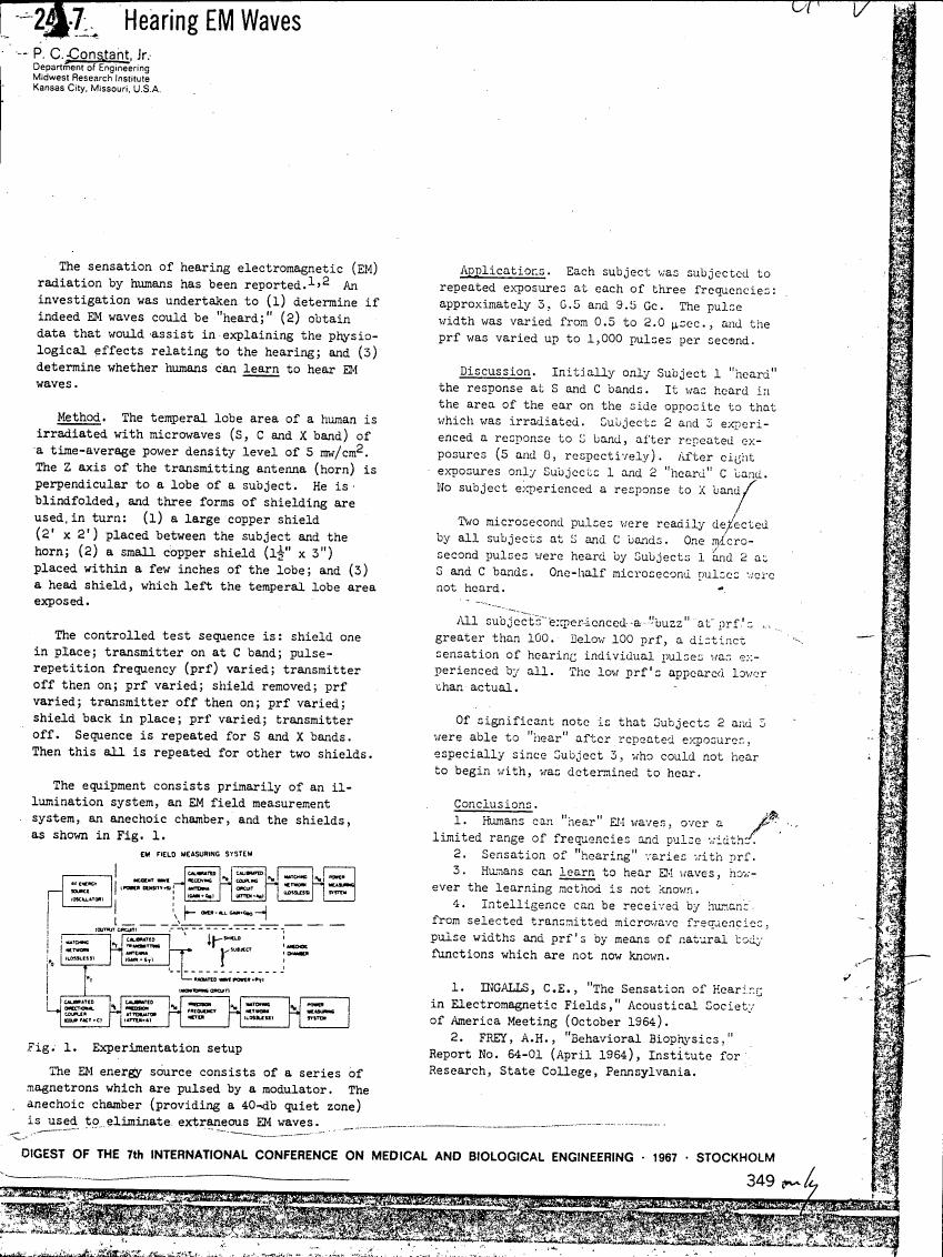 AI-described figure: A diagram illustrating an experimentation setup for measuring electromagnetic field strength and power density.