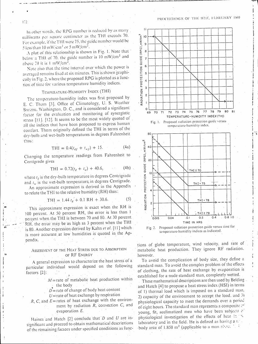 Fig. 1: Proposed radiation protection guide versus temperature-humidity index.