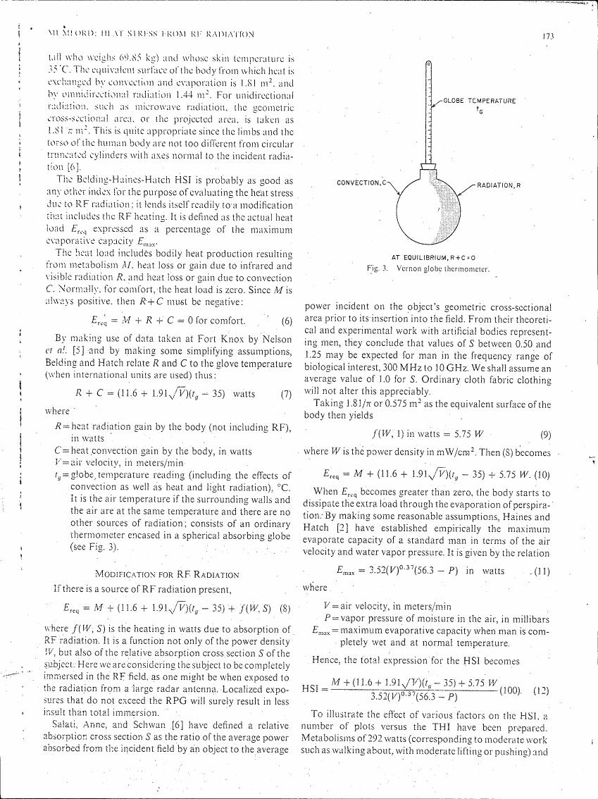 AI-described figure: Figure 3 depicts a Vernon globe thermometer illustrating convection and radiation at equilibrium.
