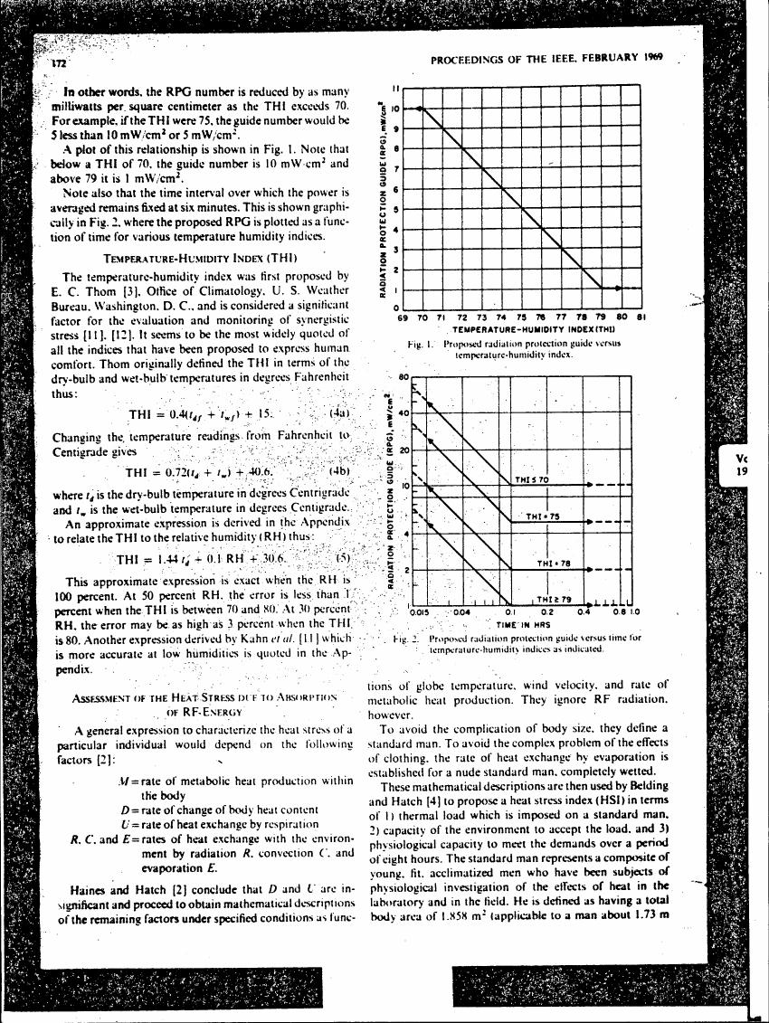 Figure 1: Proposed radiation protection guide versus temperature-humidity index.