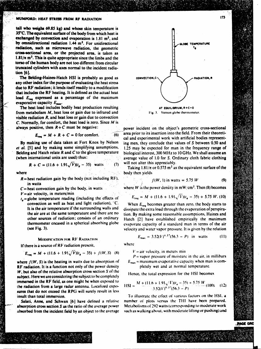 AI-described figure: Figure 3. Vernon globe thermometer showing convection and radiation at equilibrium.