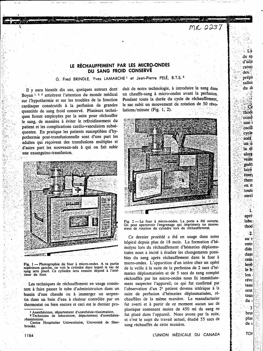 AI-described figure: Figure 1 depicts a photograph of an microwave oven used for warming blood bags before transfusion.